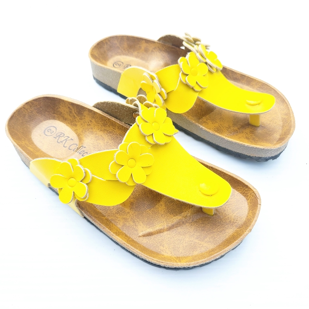 RK COLLECTION girls yellow flower t-strap sandals